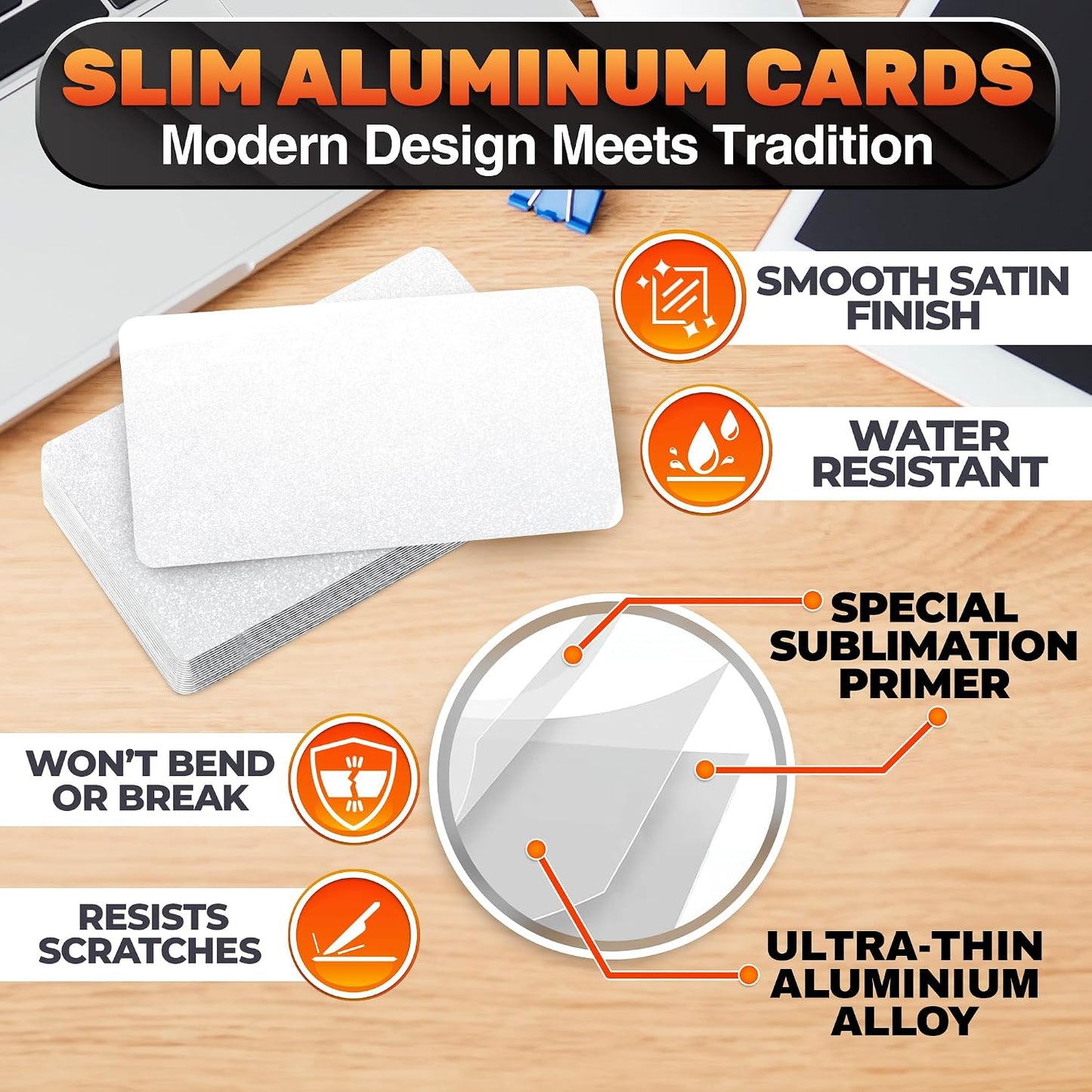100 Pcs Metal Sublimation Blanks – Double-Sided Sublimation Business Card Blanks for Printing of Logos, Nameplates, and Custom Gifts – Smooth Finish Ultra-Thin Aluminum Alloy Cards in Pearl Color