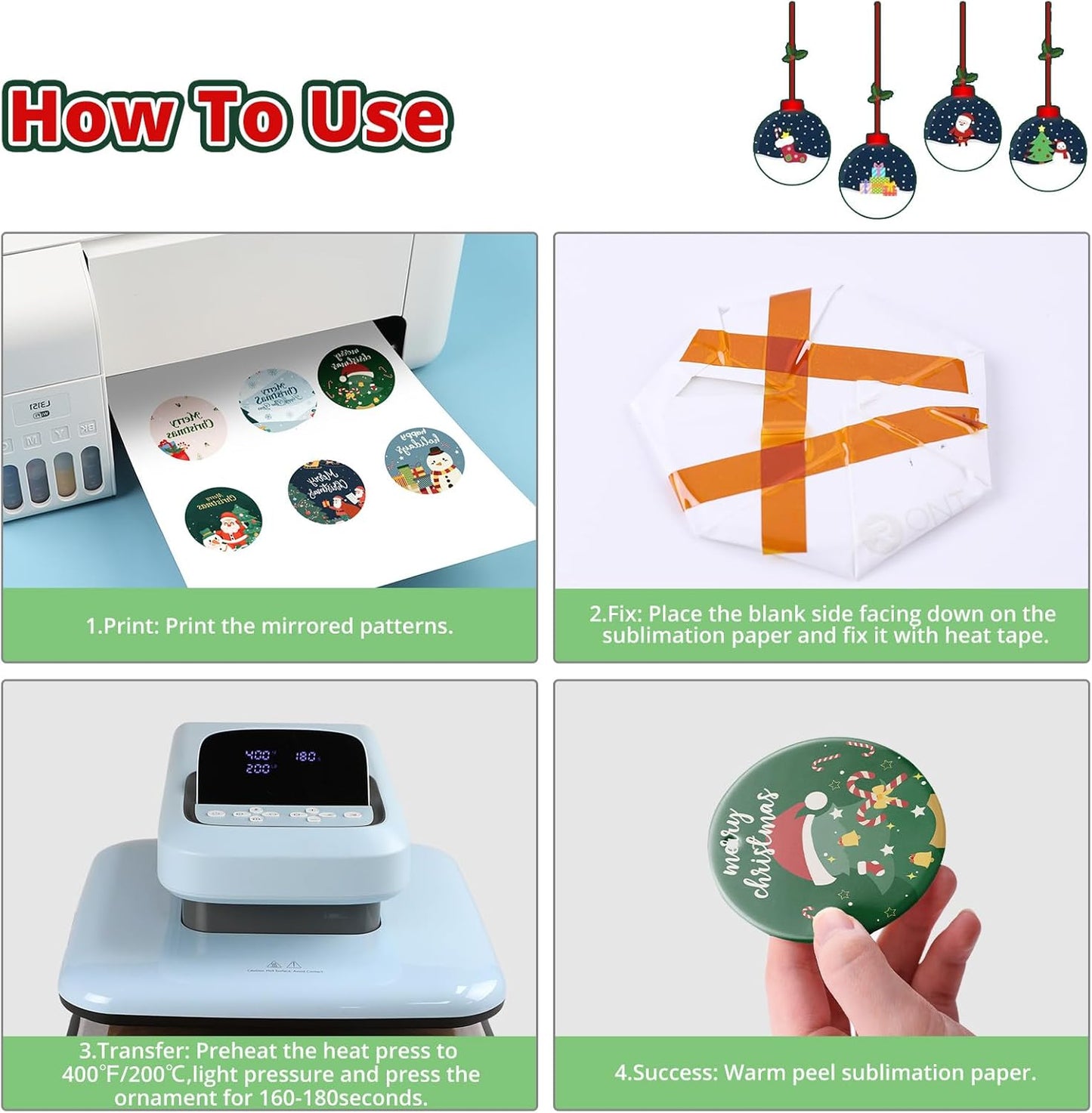 Sublimation Ornament Blanks 24PCS - Sublimation Christmas Ornament Blanks Ceramic Decorations - Baby Shower Decorations Sublimation Ceramic Ornaments Blanks with Red Strings (2.87In)