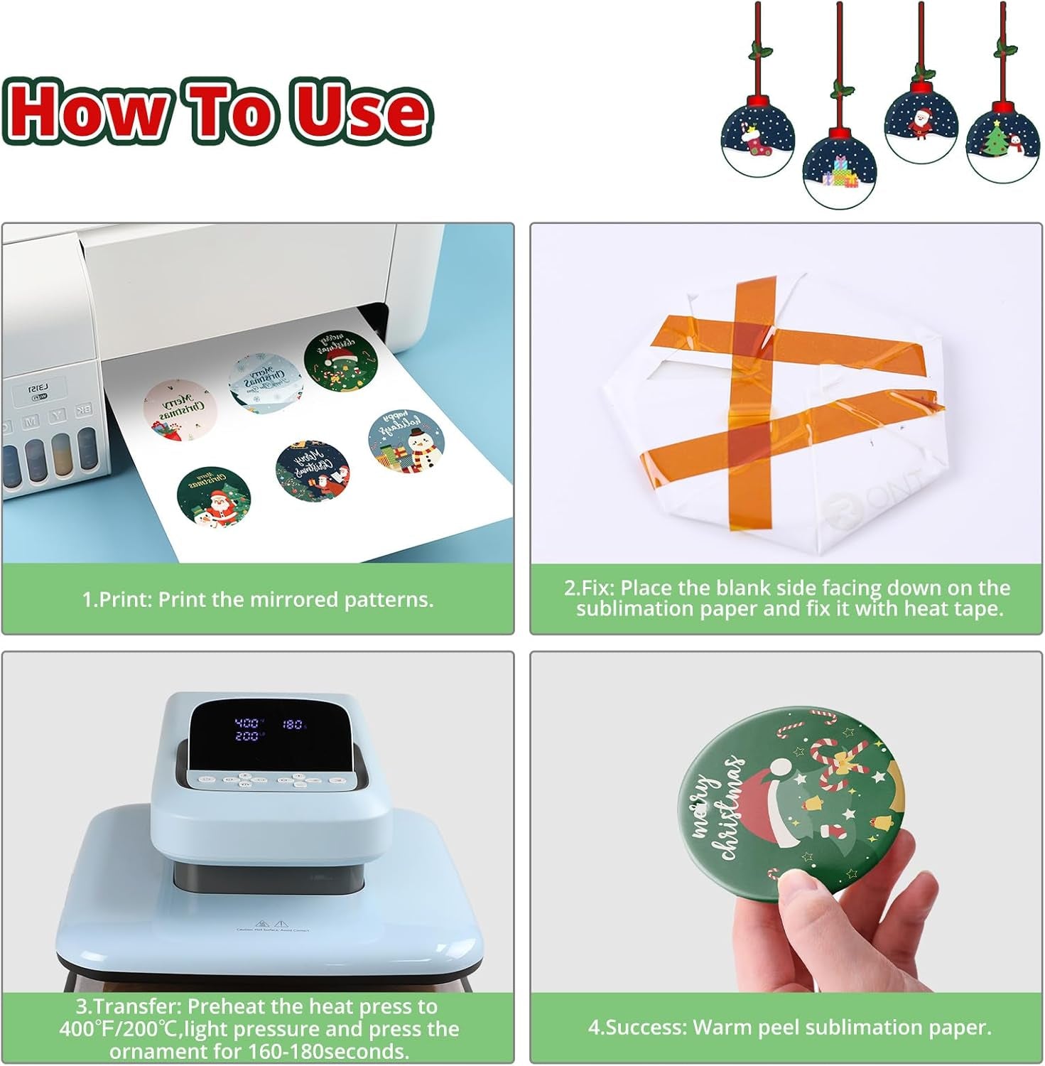 Sublimation Ornament Blanks 24PCS - Sublimation Christmas Ornament Blanks Ceramic Decorations - Baby Shower Decorations Sublimation Ceramic Ornaments Blanks with Red Strings (2.87In)