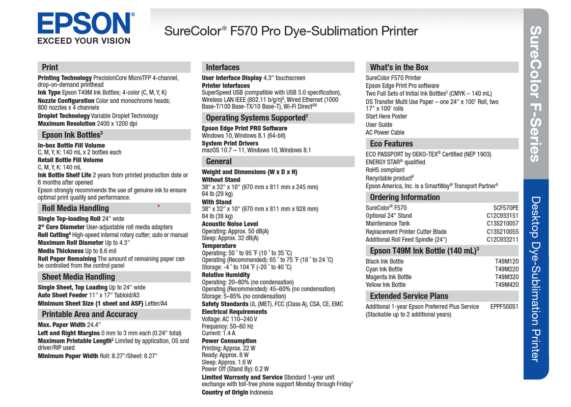 F570 Sublimation Printer