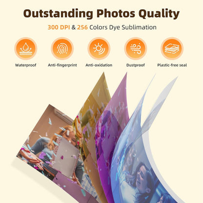 HPRT CP4100 Photo Printer - Portable 4X6 Bluetooth Instant Picture Printer + 108 Sheets & 2 Ribbon, Mobile, Premium Dye Sublimation - 300 DPI Display Resolution - Editing App for Fun, Creative Photos