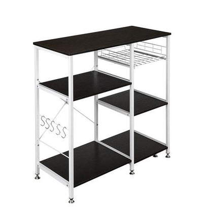 3-Tier Kitchen Island Cart Baker'S Rack Utility Shelf Microwave Stand with Storage and Drawer Storage Cart Workstation Shelf, Black