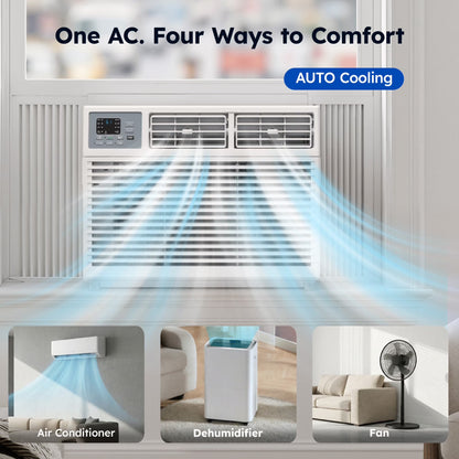 10,000 BTU Window Air Conditioner with APP, Cools up to 450 Sq Ft, 4 Cooling Modes, Remote Control, White