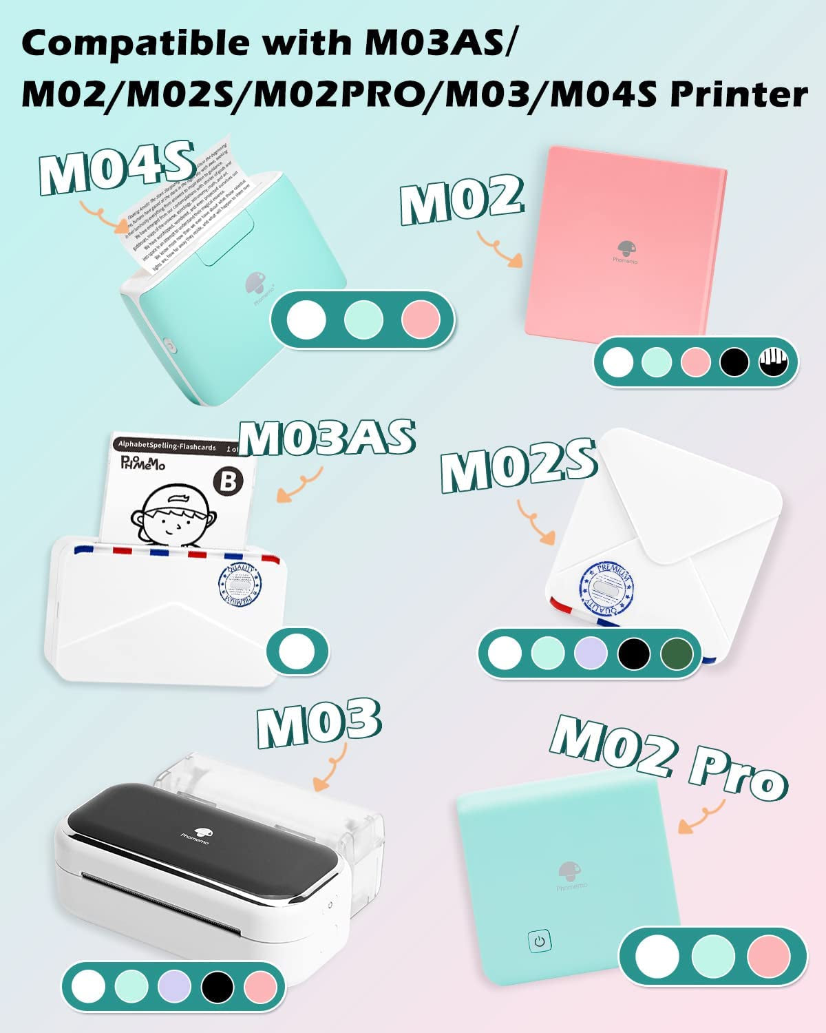 Phomemo M02/M02 Pro/M02S/M03/M03As/M04S Pocket Printer Paper- Transparent/Silver/Gold Glitter Sticker Paper