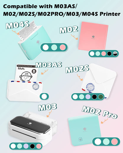 Phomemo M02/M02 Pro/M02S/M03/M03As/M04S Pocket Printer Paper- Transparent/Silver/Gold Glitter Sticker Paper