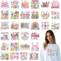 Dtf Transfers Ready to Press - 30Pcs Happy Easter Iron on Transfer for Tshirts, Easter Bunny Eggs Gnomes Iron on Decals Patches, Easter’S Day Heat Sublimation Stickers for DIY Clothes Bags