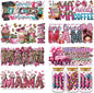 Mama UVDTF Cup Wrap - 8 Sheets Mom UV DTF Wraps for 16 Oz, Leopard Print UV DTF Stickers for Water Botters Glass Cups, Pink Coffee Bow Rub on Transfer Decals for Women