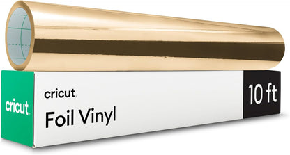 Cricut® Foil Vinyl - Gold - 12 in X 10 Ft - DIY Personalized Decals, Labels, & More - Metallic Finish - Long Lasting - Optimized Cutting Machines