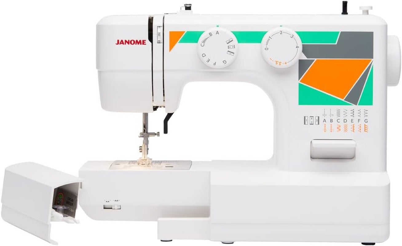 Janome MOD-15 Easy-To-Use Sewing Machine with 15 Stitches, Adjustable Stitch Length and 5-Piece Feed Dogs