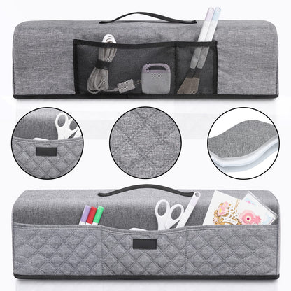 Cricut Machine Dust Cover with Organizer Pockets, Fits Explore Air 2 Maker 3 Explore 3, Heavy Duty Fabric Protector for Accessories, Gray