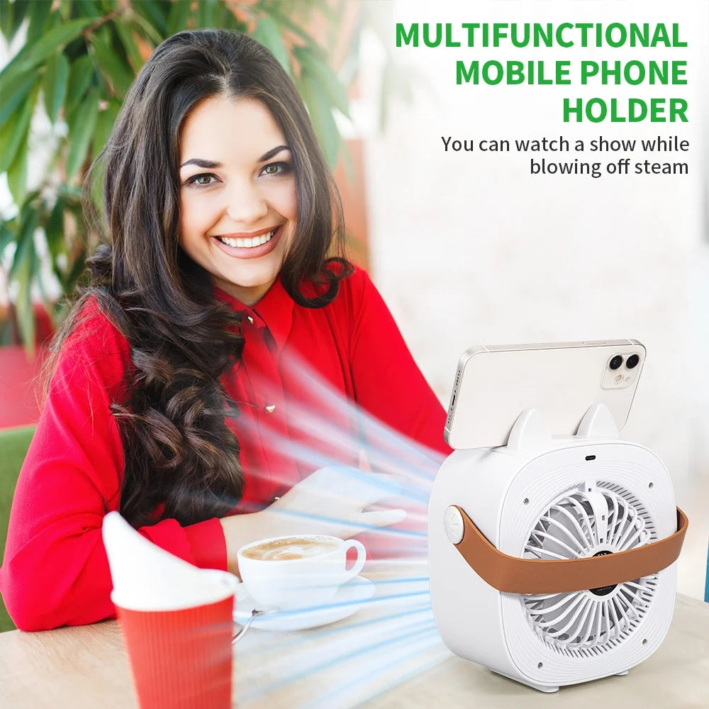 Portable Air Conditioners, Rechargeable Mini Air Conditioner Personal Air Cooler with 3 Speeds, Small Desk Air Conditioner for Bedroom, Office, Outdoor(White)