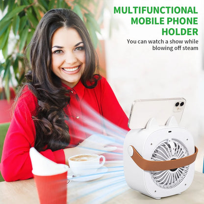 Portable Air Conditioners, Rechargeable Mini Air Conditioner Personal Air Cooler with 3 Speeds, Small Desk Air Conditioner for Bedroom, Office, Outdoor(White)