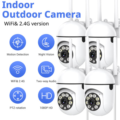 1080P Security Camera Outdoor 360° View Pan/Tilt Camera for Home Security outside with Color Night Vision, Motion Detection, 2-Way Talk, 2.4Ghz Wi-Fi, 4 Pack