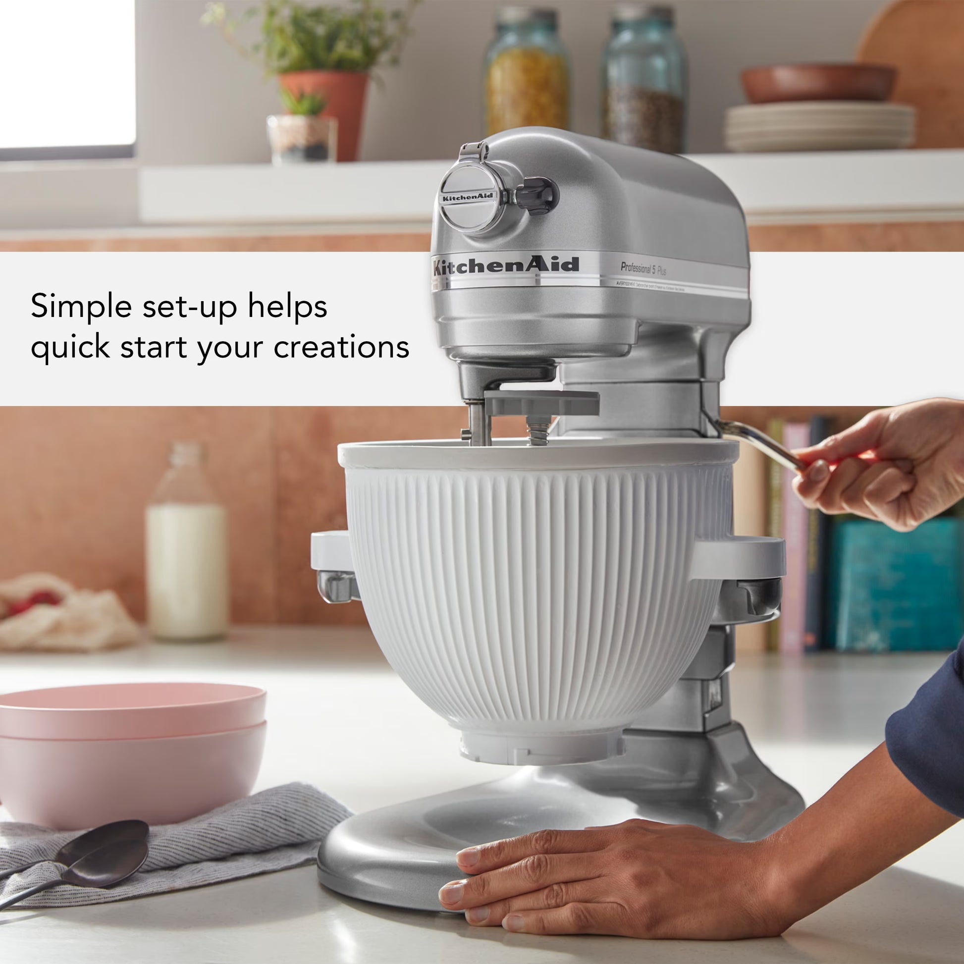 2-Qt Ice Cream Maker Attachment for Select  Tilt-Head Stand Mixers, White
