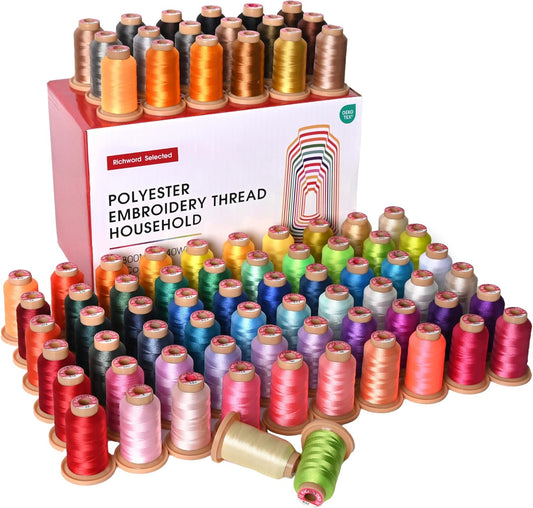 Poolin Embroidery Machine Thread Kit 80 Colors | 40WT Embroidery Thread, 800M/Spool, Compatible with Brother, Janome and Most Embroidery Machines, Low Lint, Colorfast