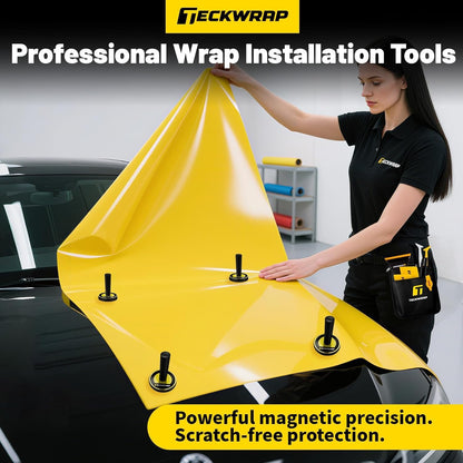 Vinyl Wrap Magnets – 4 Pack Car Wrap Positioning Magnets with Strong Magnetic Grip and Rubber Base – Non-Scratch Magnet Tool for Vinyl Film, Decals, Signs & Wrapping