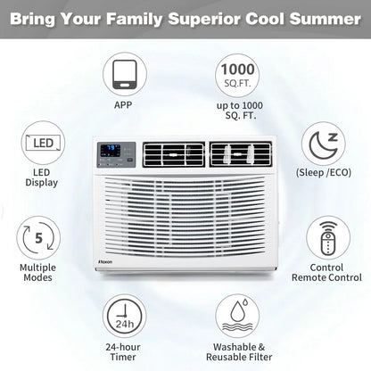 18000 BTU Window Air Conditioner with Heat, Window AC Unit & Heater Combo with APP & Voice Smart Control, Timer Function & Easy Installation Kit, Work with Alexa/Google Assistant, 208/230V