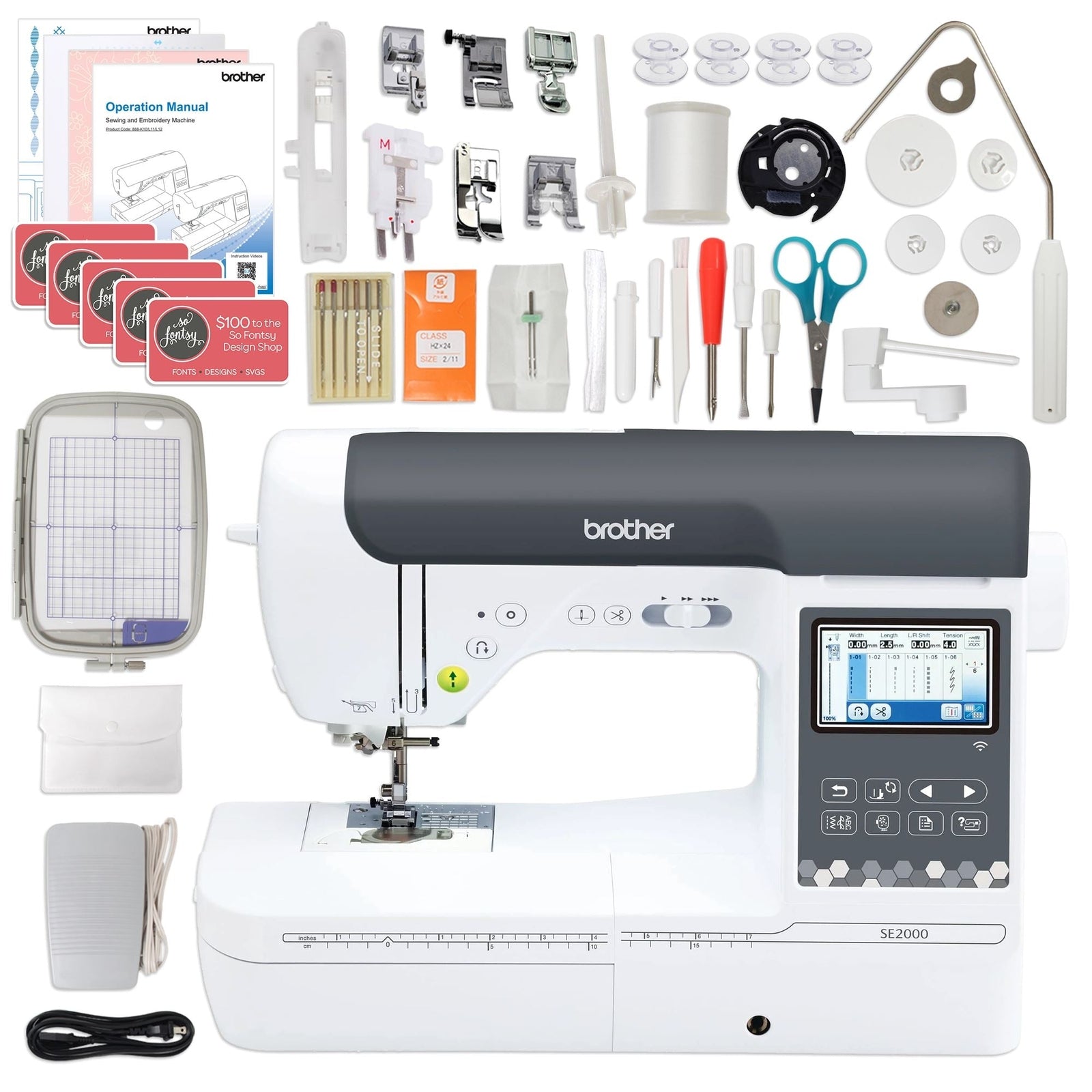 Brother SE2000 Embroidery & Sewing Machine Bundle W/ Silhouette Cameo 5 Alpha