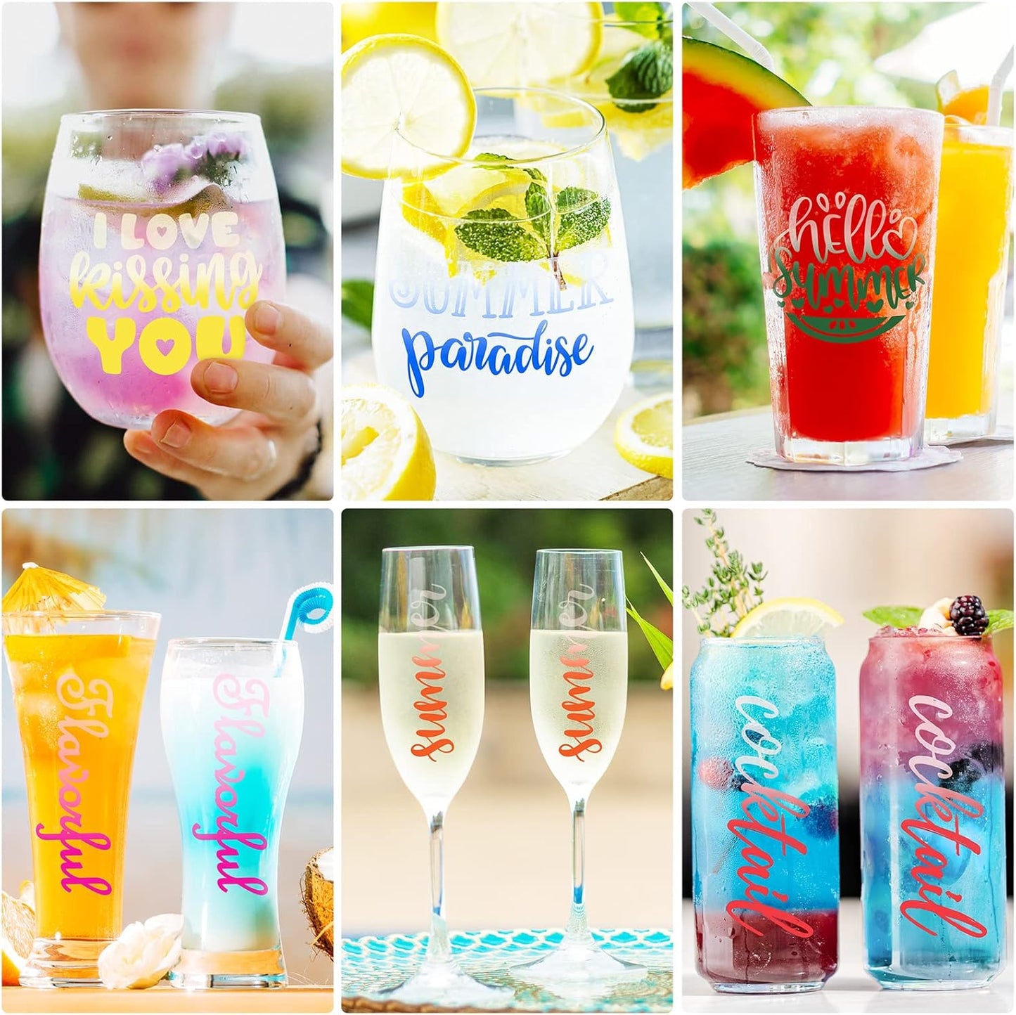 Cold Sensitive Color Changing Vinyl for Craft Cutter Adhesive Permanent Vinyl Sheets(Translucent to Blue, Red, Purple,Orange,Yellow,Green),12" X 12" 6 Sheets/Pack