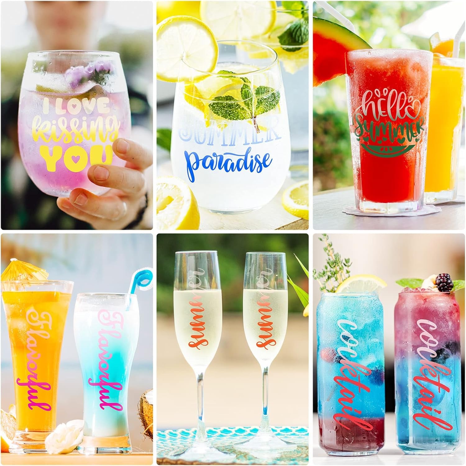 Cold Sensitive Color Changing Vinyl for Craft Cutter Adhesive Permanent Vinyl Sheets(Translucent to Blue, Red, Purple,Orange,Yellow,Green),12" X 12" 6 Sheets/Pack