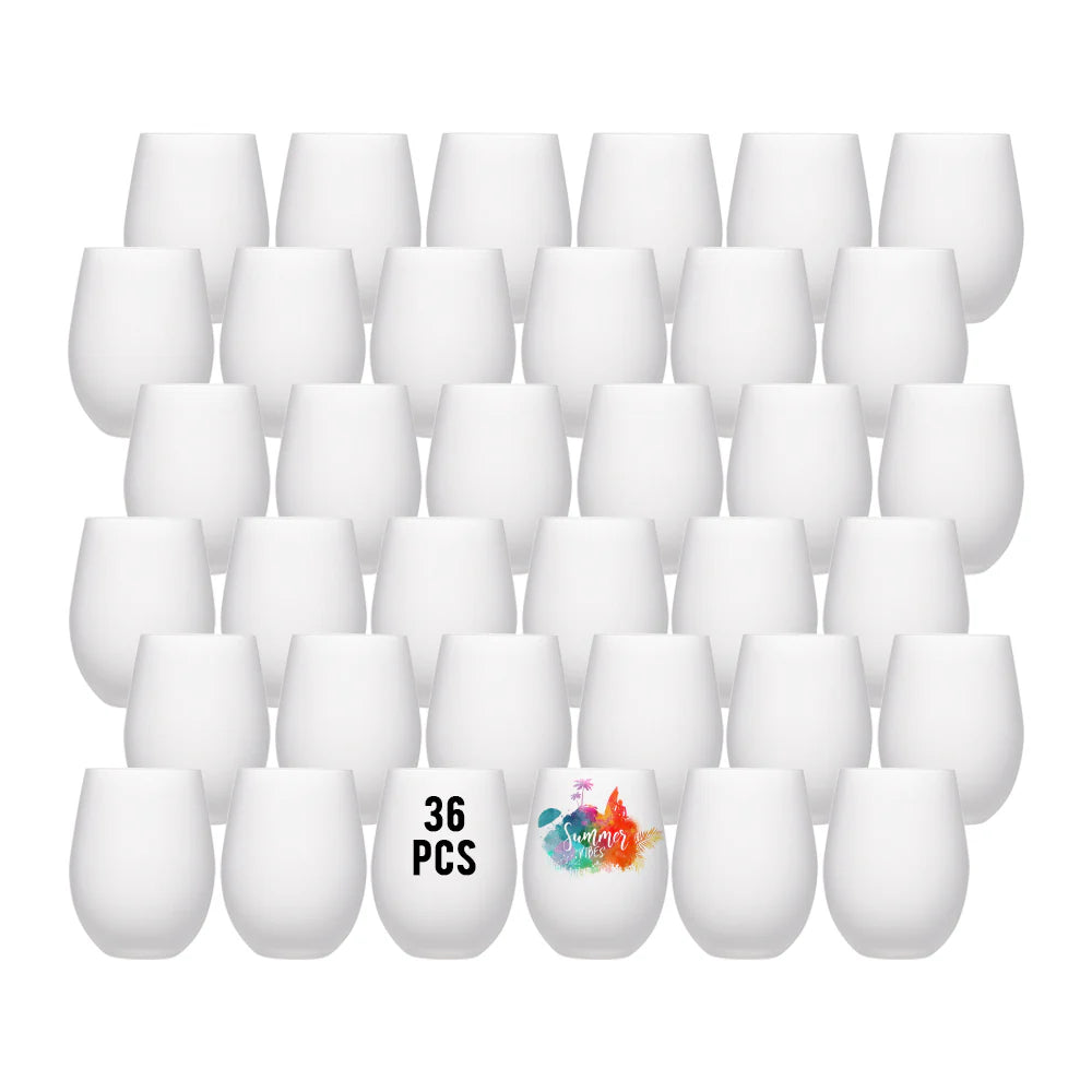 Wholesale 17 OZ Sublimation Glass Wine Cups Bulk Frosted White 12 Pack & 36 Pack & 72 Pack
