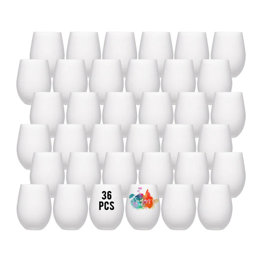 Wholesale 17 OZ Sublimation Glass Wine Cups Bulk Frosted White 12 Pack & 36 Pack & 72 Pack
