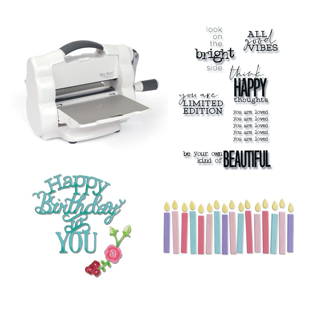 Big Shot Foldaway W/Birthday Bundle - White