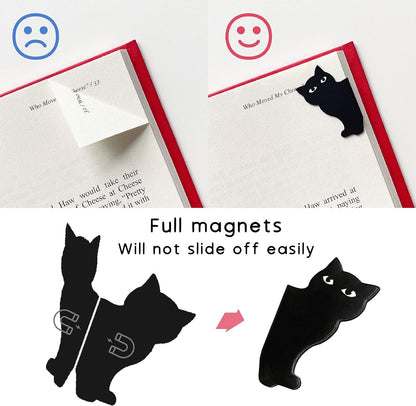 Yasest Magnetic Bookmarks - 6 Pieces Assorted Cute Book Markers Clip Set for Women Teachers Students Book Lovers Reading, for School Office Home Supplies, Kawaii Cat Magnet Page Markers