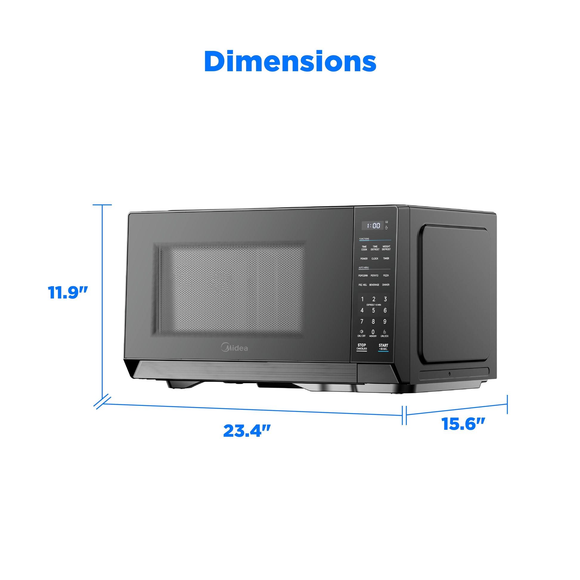 1.1 Cu. Ft. Countertop Microwave Oven, 1000W, Compact Microwave for Dorm, Office, Kitchen, Black