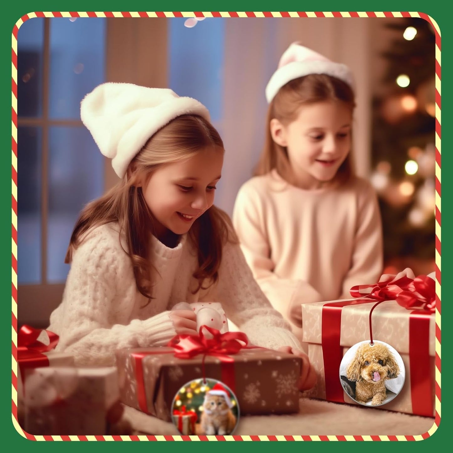 Sublimation Ornament Blanks 26 PCS- 3 Inch Sublimation Christmas Ornament Blanks Double Side with Red String - Personalized MDF Decoration Supplies for Halloween Christmas