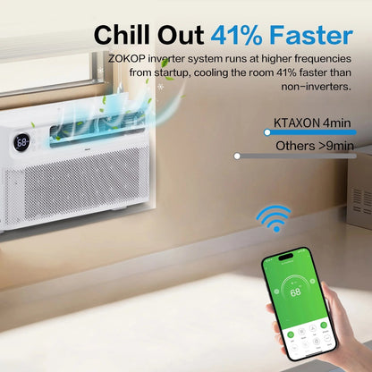 Energy Star 8000 BTU Inverter Window Air Conditioner, Energy-Saving Window AC Unit with APP & Voice Control, Ultra Quiet & Easy Installtion Design, Work with Alexa/Google Assistant, 115V/60Hz