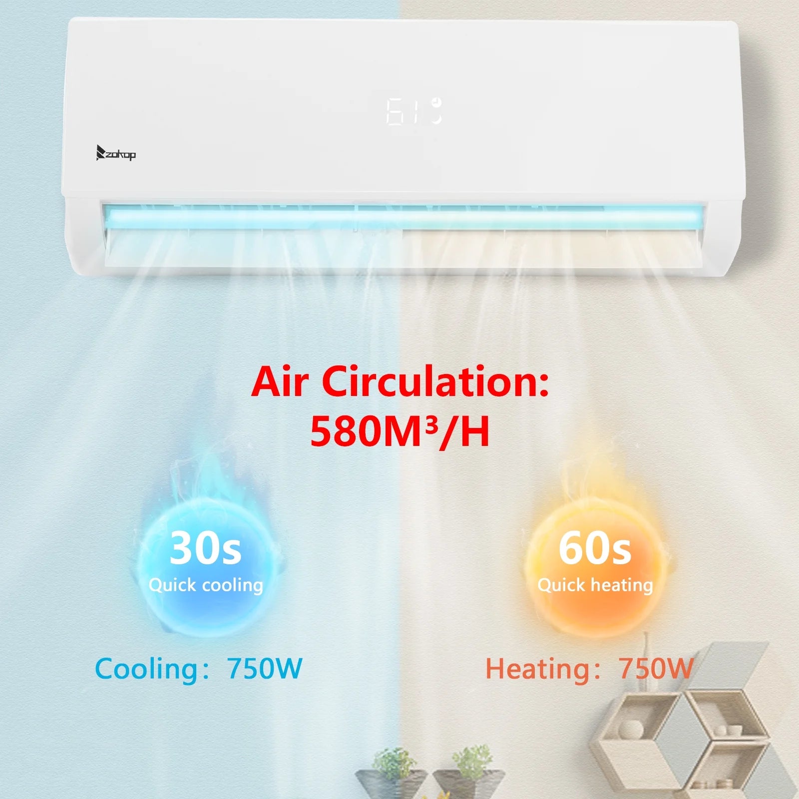 9000 BTU Wifi Enabled 19 Seer Mini Split Air Conditioner & Heater AC 115V