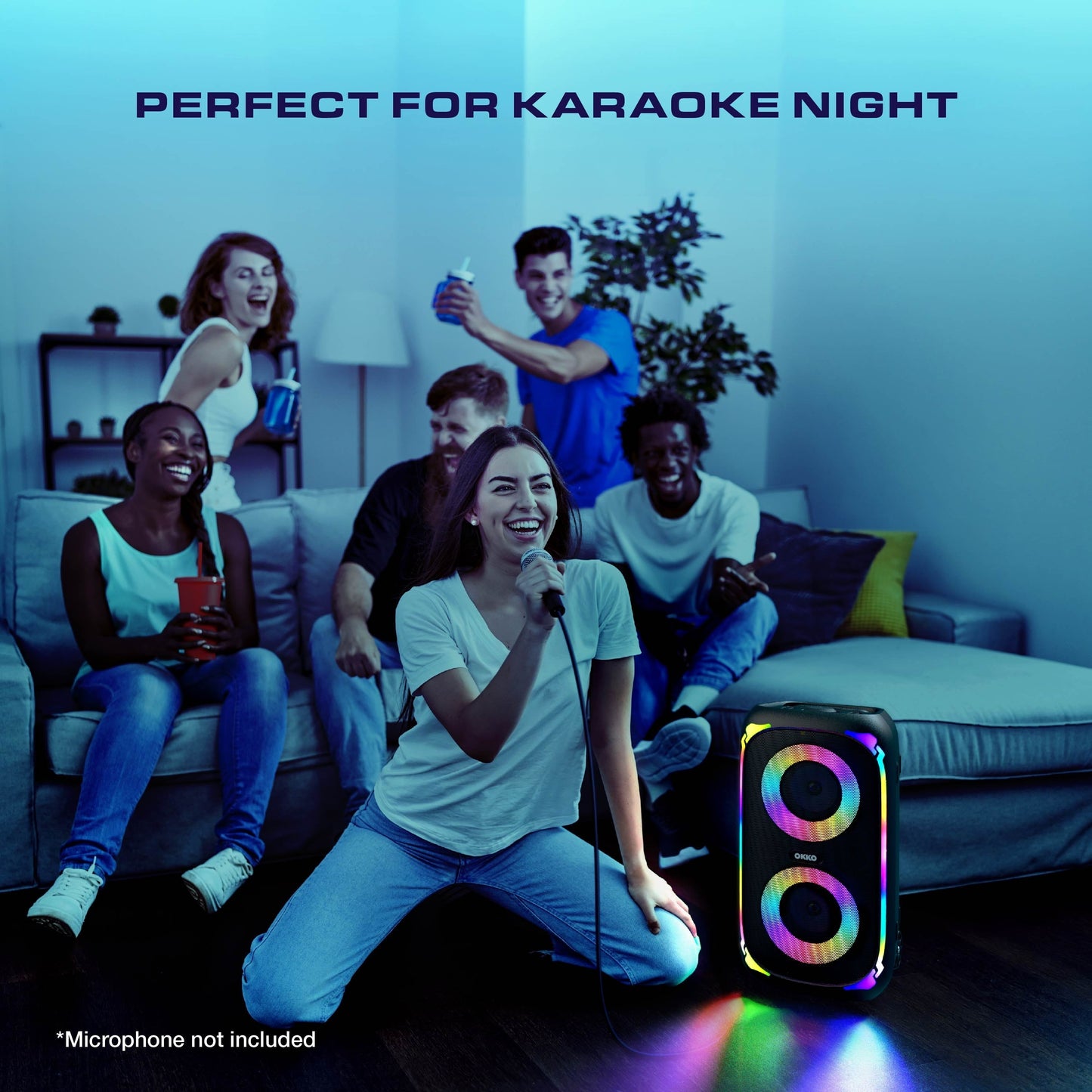 Sonic Bass V4 Portable Bluetooth Speaker – Wireless Party Speaker with Deep Bass, Karaoke Speaker with Microphone Port, LED Lights, Outdoor Portable Rechargeable Speaker