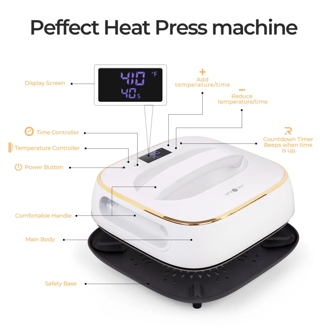 HTVRONT Portable Heat Press Machine, for T-Shirts, Iron Press for Sublimation Handed Iron for Heating Transfer Projects, 10"X 10"