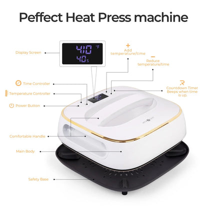 HTVRONT Portable Heat Press Machine, for T-Shirts, Iron Press for Sublimation Handed Iron for Heating Transfer Projects, 10"X 10"