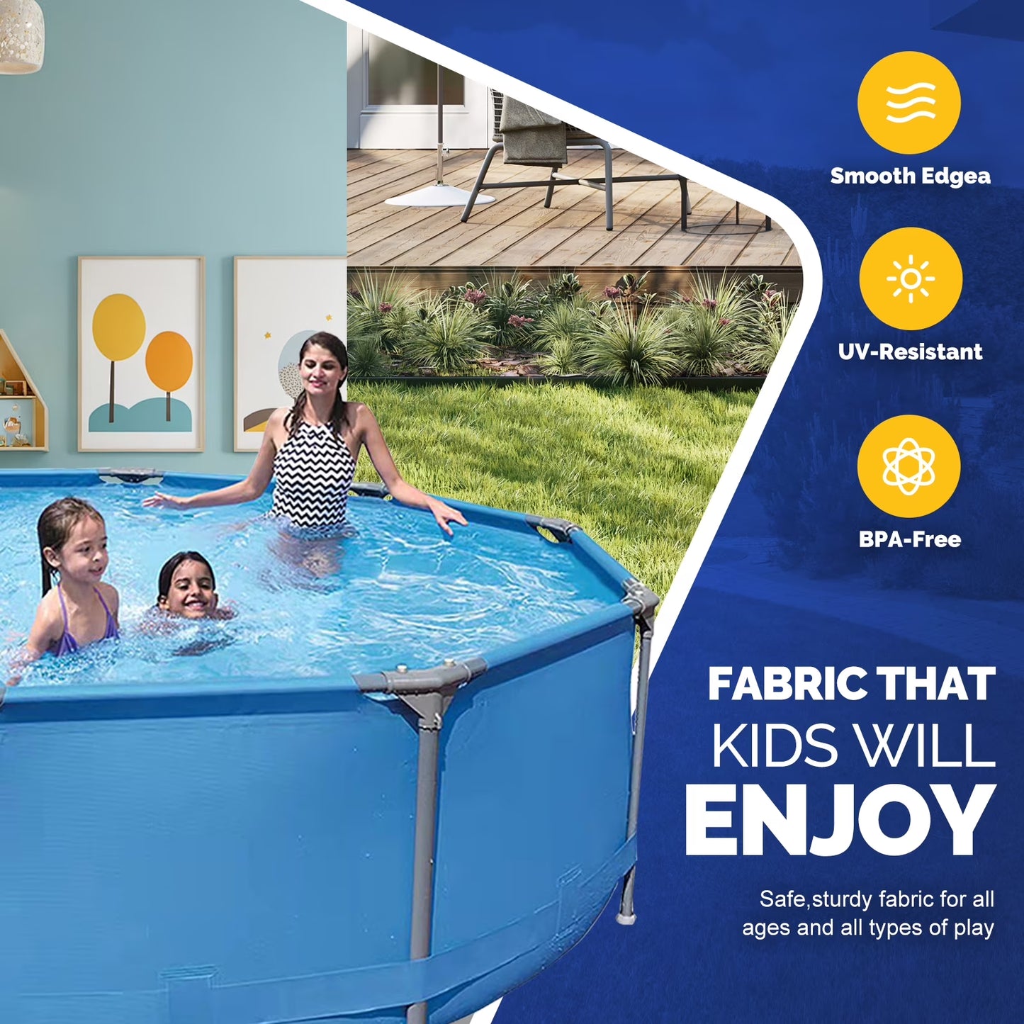 10Ft X 30In Metal Frame above Ground Swimming Pool, Round