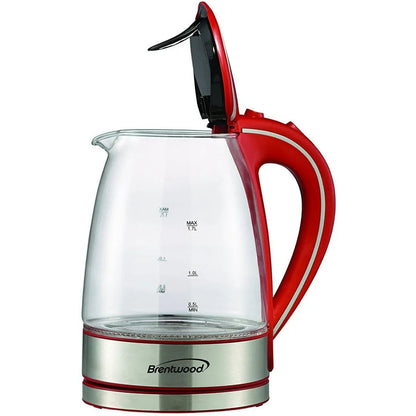 Tempered Glass Tea Kettles, 1.7-Liter, Red