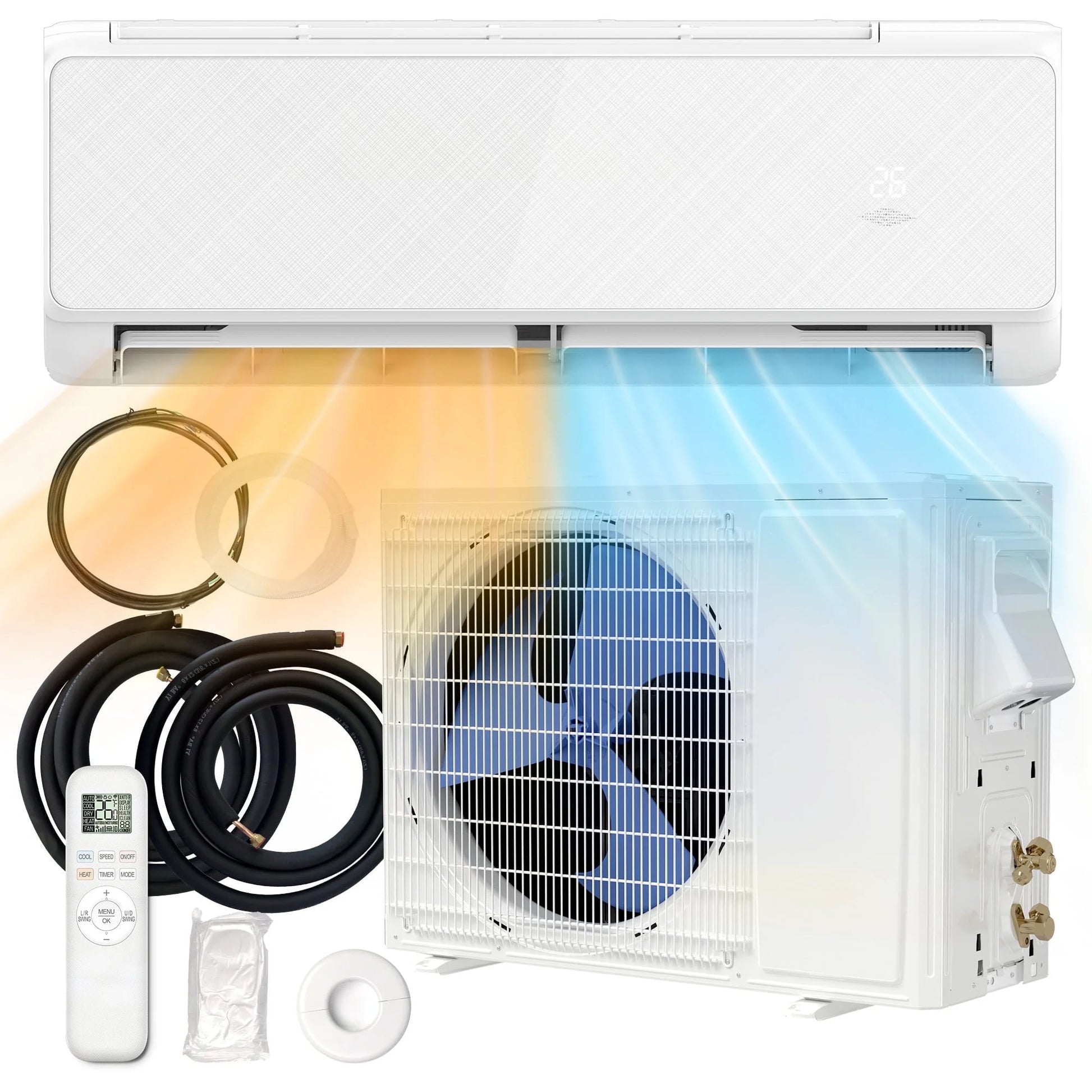 12000 BTU Split Air Conditioner & Heat, with Remove Control , 22 SEER2 Energy Efficient 115V ,Ductless Air Conditioner,For750 Sq.Ft