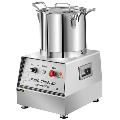 110V Commercial Food Processor 15L Stainless Steel Grain Grinder 1400W Electric Food Grinder Cutter Mixer Perfect for Meat or Vegetable Stuffing, Fruit or Peanut Jam, Grain Powder