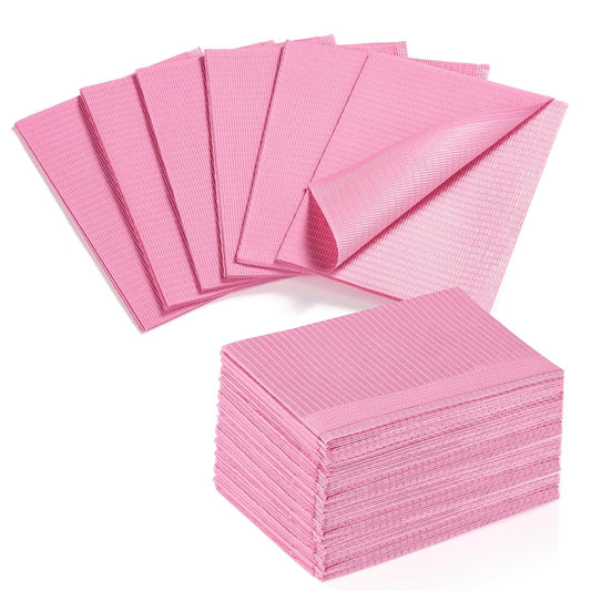 Makartt Disposable Nail Mats, 50 Pcs 3-Ply Absorbent Nail Table Pads with PE Backing, 18” X 13” Nail Desk Protection for Manicure Pedicure, Acrylic Gel Practice, Salon & Home DIY (Pink)