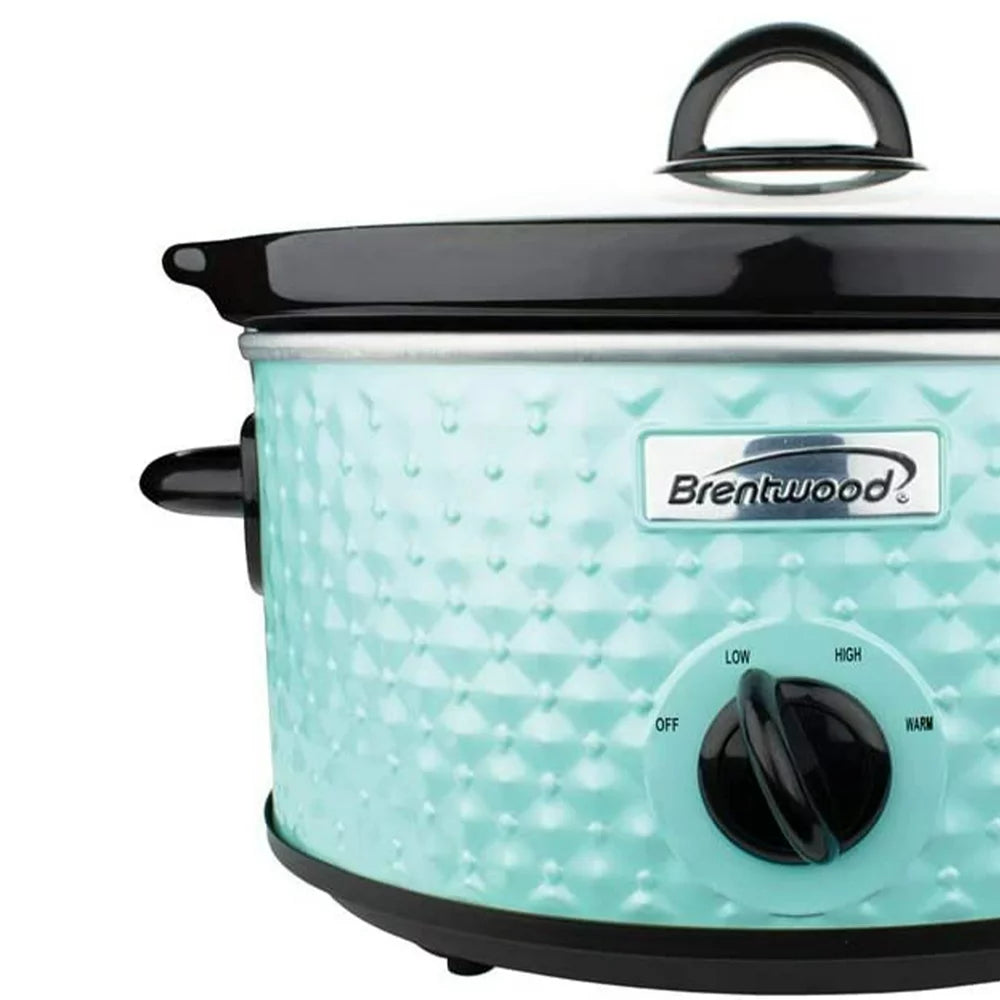 3.5-Quart Diamond-Pattern Slow Cooker (Blue)