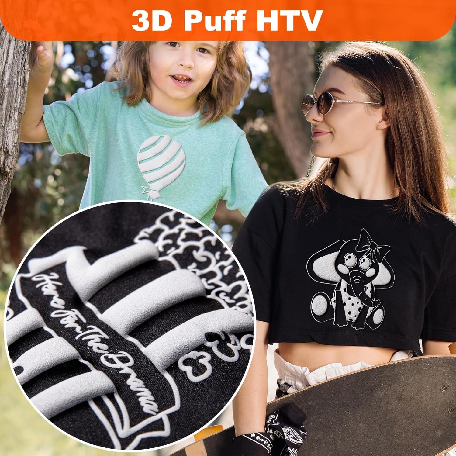WRAPXPERT Puff Heat Transfer Vinyl White Puff HTV Roll 3D Puffy Iron on Vinyl Fortshirts, DIY Crafts, Heat Press Clothing, Easy Cut Foaming HTV, 10" X5Ft