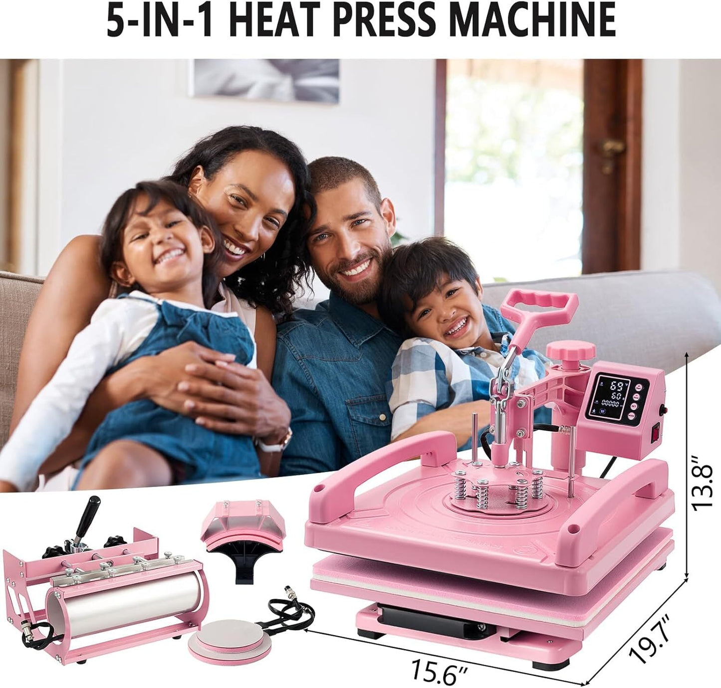 5 in 1 Heat Press Machine 15X15 Inch for T Shirts Hat Mug W/ 30OZ Tumbler Press
