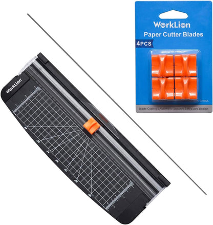 WORKLION Small Paper Trimmer and Replacement Blade for Label, Origami, Card, Photo, Coupon, Scrapbook, Cardstock, Laminated Paper, and Craft Project
