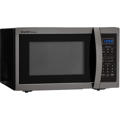 Carousel 1.4 Cu. Ft. 1100W Countertop Microwave Oven in Black Stainless Steel