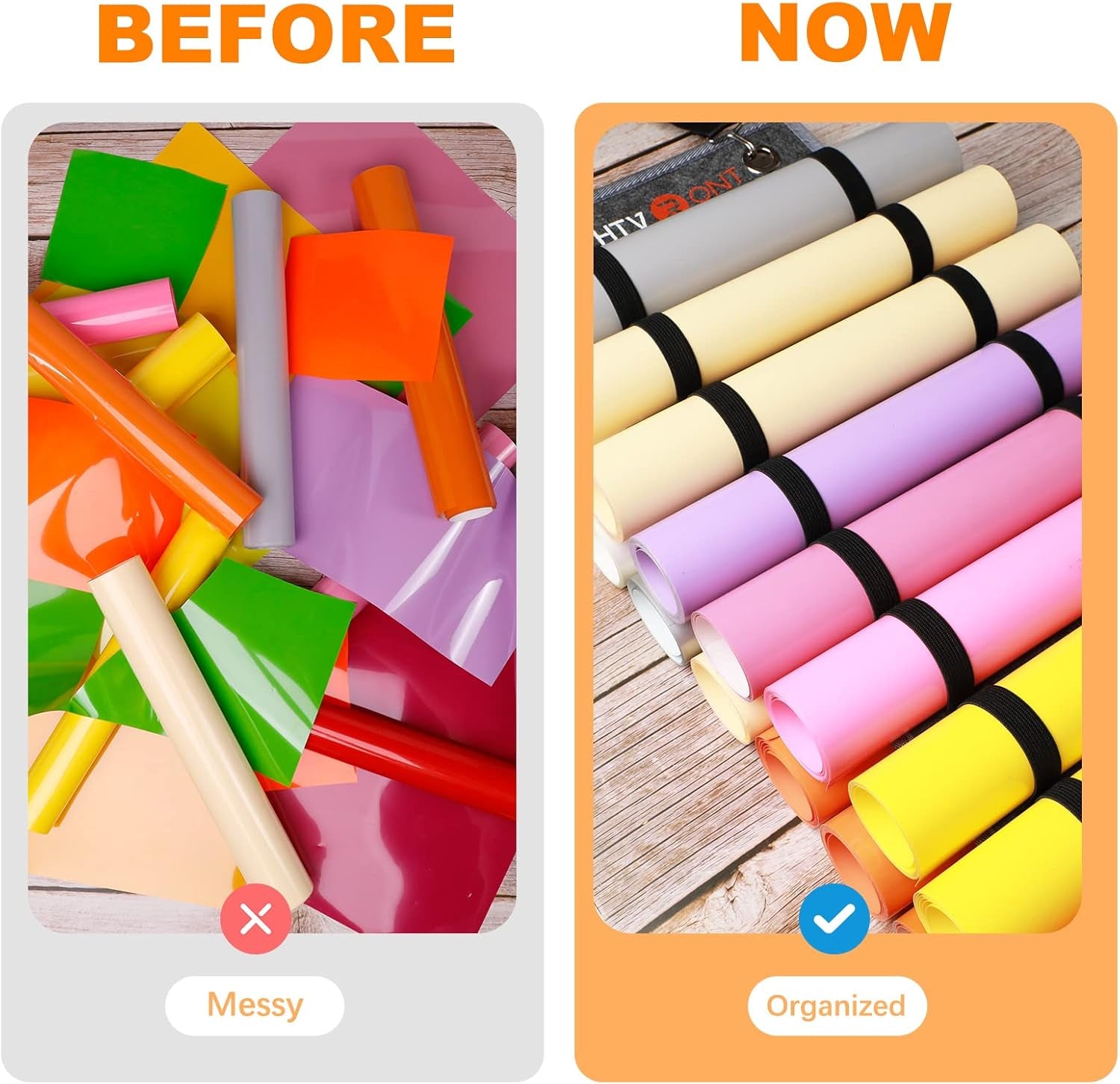 Vinyl Storage Organizer - Holds up to 48 Rolls, Grey Craft Vinyl Organizer with Wall Mount/Hanging over the Door