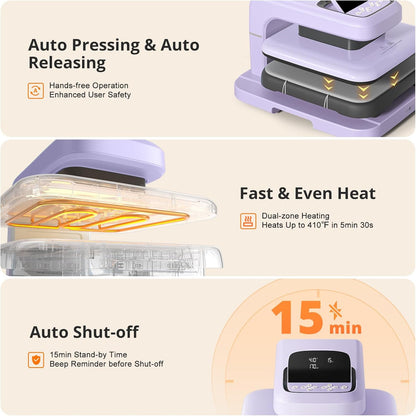 Automatic Heat Press 2 Bundle - Automatic Heat Press 2 & 15 Pack 12" X 10" Glitter Heat Transfer Vinyl