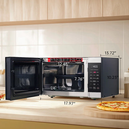 0.9 Cu Ft Air Fry Countertop Microwave, 900 Watts, Stainless Steel, New
