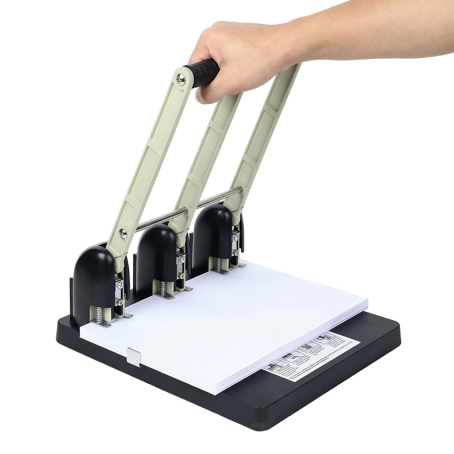 3 Hole Paper Punch, 150 Sheet Capacity Heavy Duty Metal, Ergonomic Lever Handle, Large Tray, Replaceable Cutter Head, 3 Hole Puncher for Binder, for Office, Home, Print Shop & Church​
