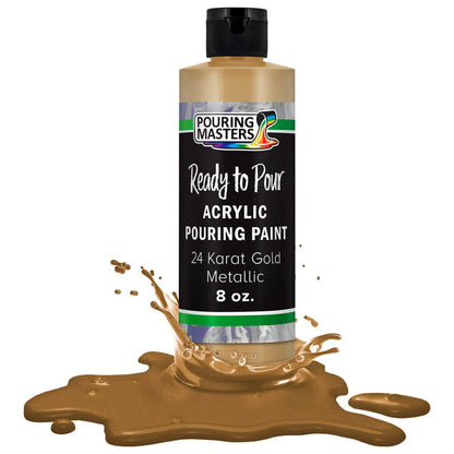 Pouring Masters 24 Karat Gold Metallic Acrylic Ready to Pour Pouring Paint – Premium 8-Ounce Pre-Mixed Water-Based